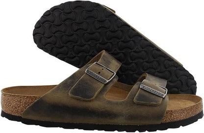 Birkenstock Arizona Unisex Oiled Leather Soft Footbed Sandals –  Faded Khaki