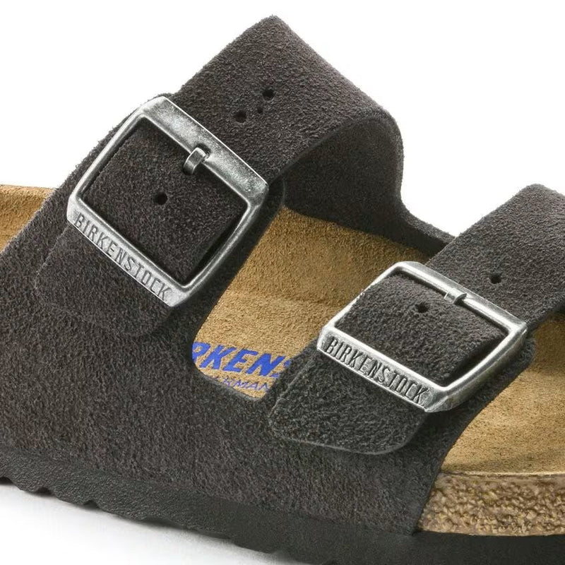 Birkenstock Arizona Soft Footbed Suede Leather Sandals – Velvet Gray Unisex Two-Strap Slides with Contoured Cork Support