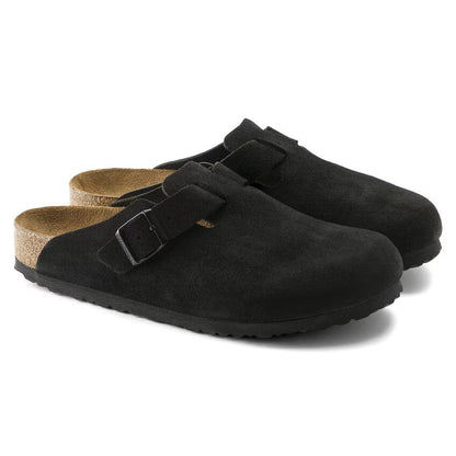 Birkenstock Boston Soft Footbed Suede Black Unisex Clog Sandal