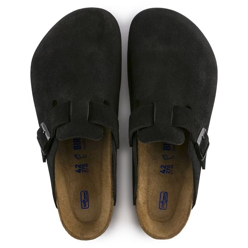 Birkenstock Boston Soft Footbed Suede Black Unisex Clog Sandal