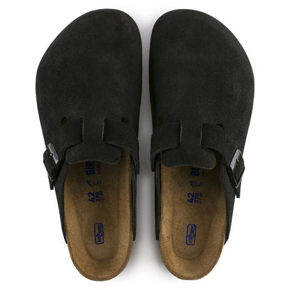 Birkenstock Boston Soft Footbed Suede Black Unisex Clog Sandal