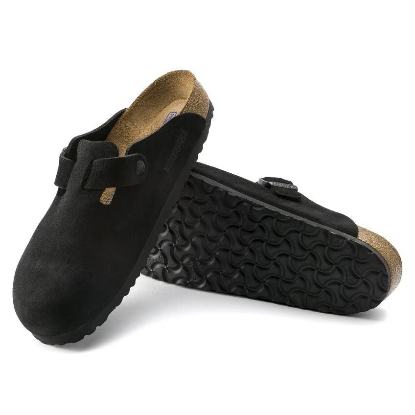 Birkenstock Boston Soft Footbed Suede Black Unisex Clog Sandal