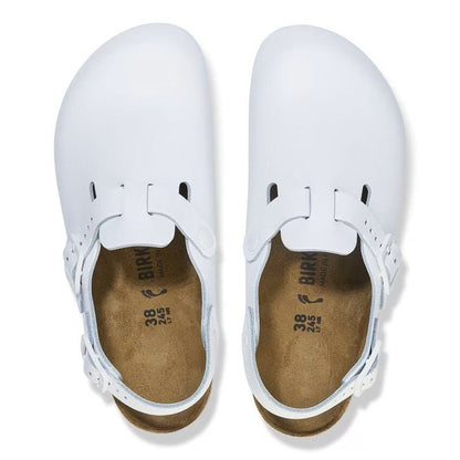 Birkenstock Tokio Pro White Leather Clog Sandal – Unisex Professional Slip-Resistant Work Shoe with Soft Footbed and Adjustable Backstrap