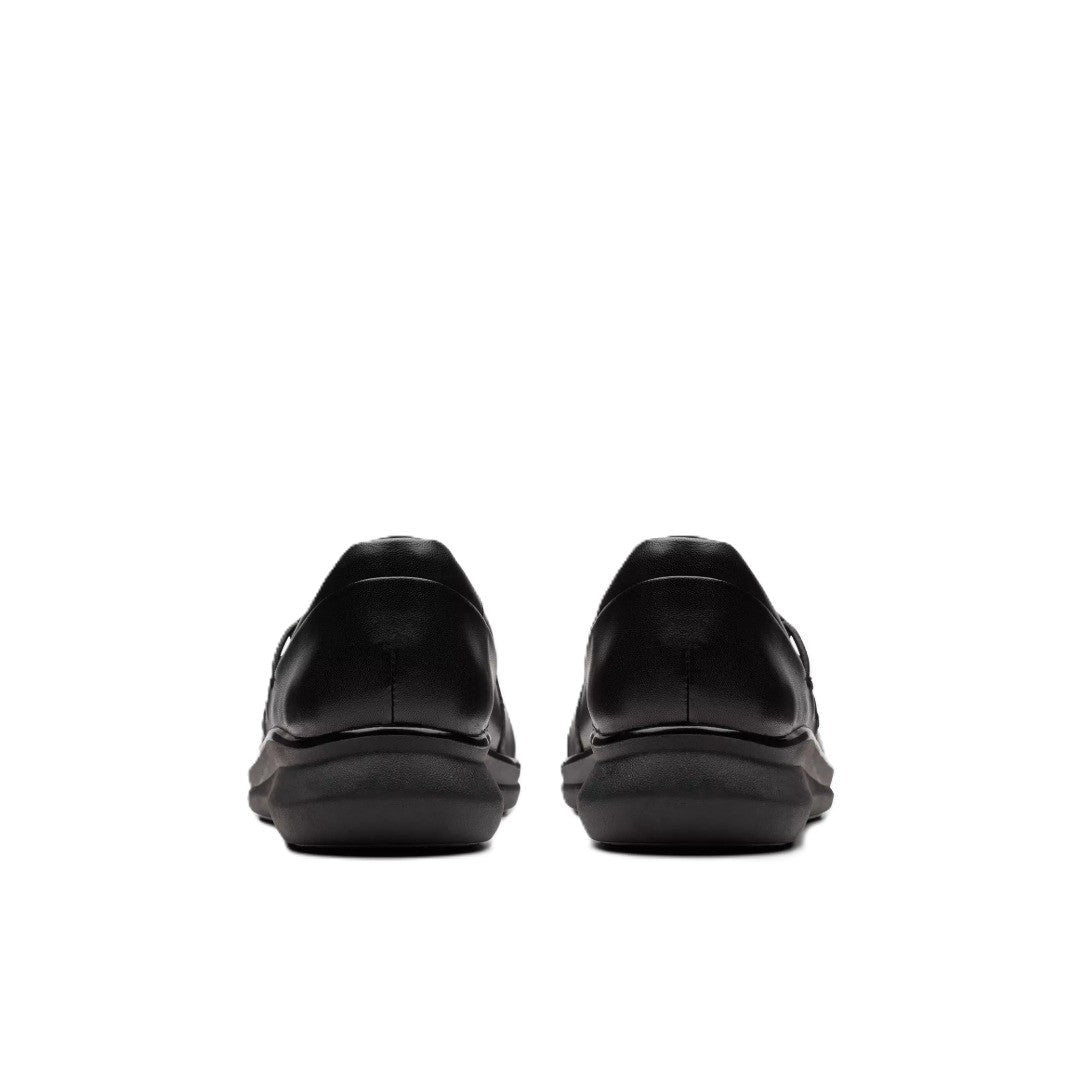Clarks Womens Lynell Black Leather Slip On Loafer Wide Comfort