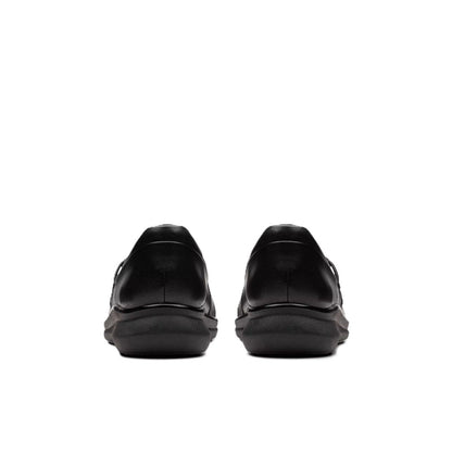 Clarks Womens Lynell Black Leather Slip On Loafer Wide Comfort