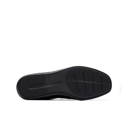 Clarks Womens Lynell Black Leather Slip On Loafer Wide Comfort