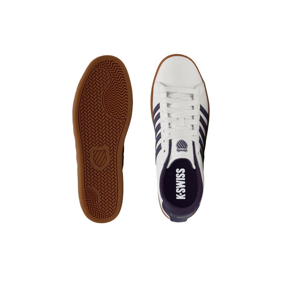 K-Swiss Court Tiebreak II Men’s Sneakers Bright White Naval Academy Gum Leather Tennis Shoes