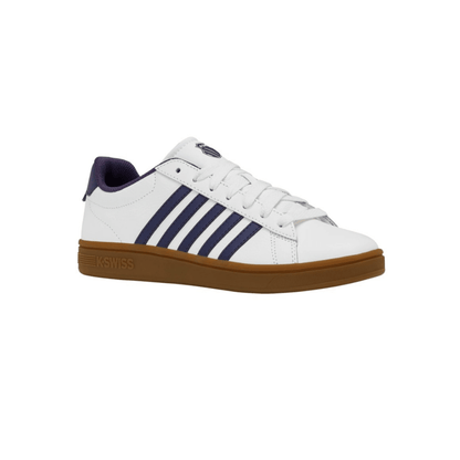 K-Swiss Court Tiebreak II Men’s Sneakers Bright White Naval Academy Gum Leather Tennis Shoes
