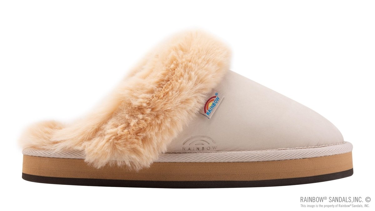 Rainbow Sunset Snugs – Women’s Premier Leather Fleece Slippers - Sand