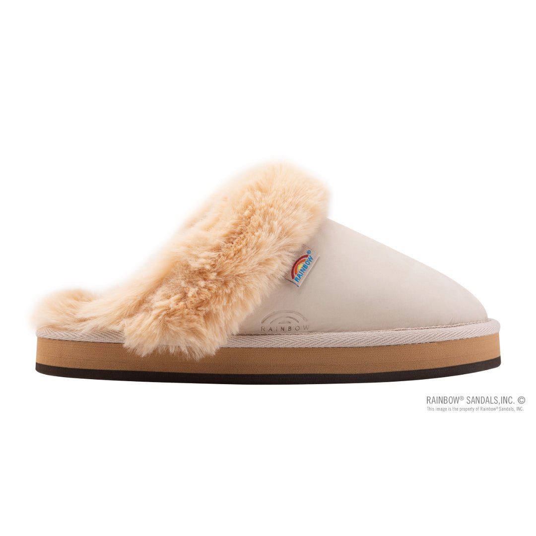 Rainbow Sunset Snugs – Women’s Premier Leather Fleece Slippers - Sand