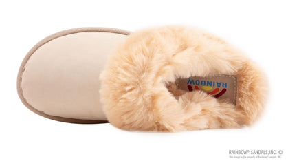 Rainbow Sunset Snugs – Women’s Premier Leather Fleece Slippers - Sand