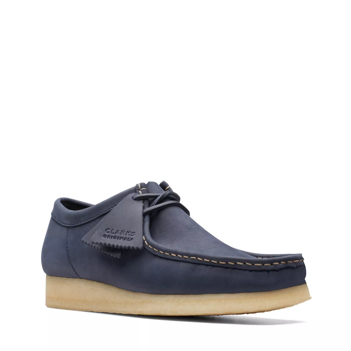 Clarks Wallabee 26174515 Mens Blue Leather Oxfords & Lace Ups Casual Shoes