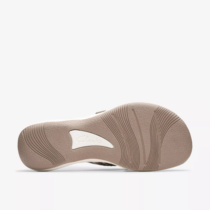 Clarks Women's Breezey Sun H Comfortable Braided and Stitching Strap Slip-On Sandal, Pewter 26182353