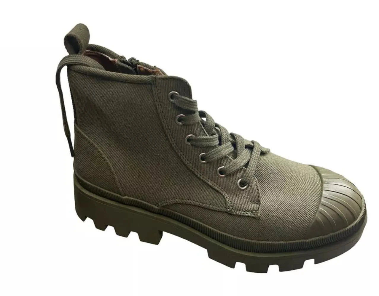 Universal Thread Womens Teagan Combat Boots Green Textile Mid High Heel