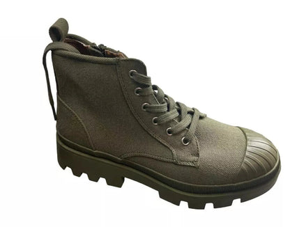 Universal Thread Womens Teagan Combat Boots Green Textile Mid High Heel