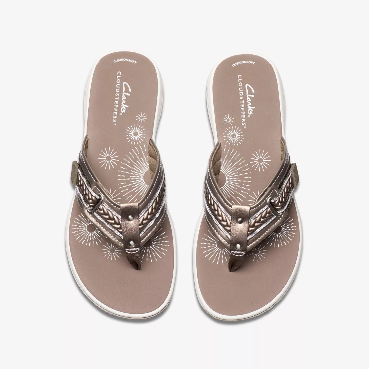 Clarks Women's Breezey Sun H Comfortable Braided and Stitching Strap Slip-On Sandal, Pewter 26182353