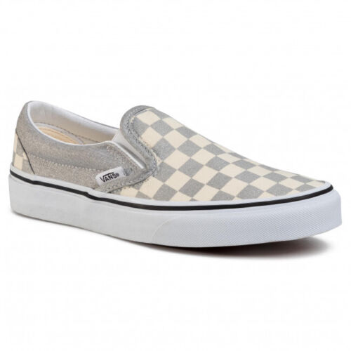 Vans Classic Slip-On VN0A4U38WS31 Men's Silver Checkerboard Shoes HS3826