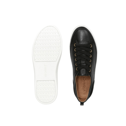 Vionic Winny Women's Leather Nubuck Sneakers - Black Wide
