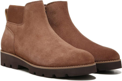 Vionic Women’s Brionie Chelsea Pull-Up Ankle Boot – Brown Suede Orthotic Support Bootie with Slip-On Comfort & Stylish Arch Support