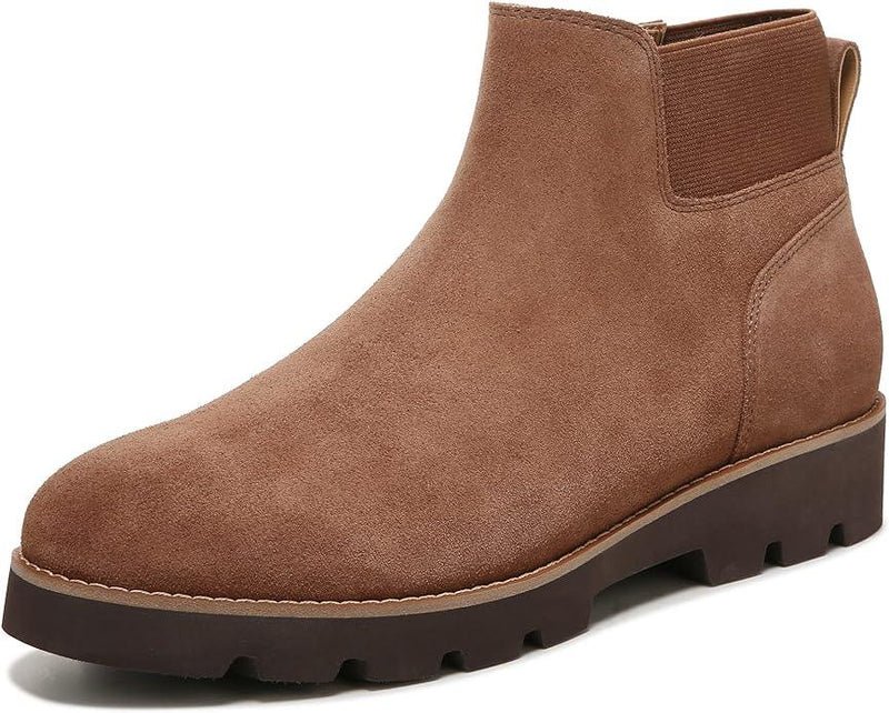 Vionic Women’s Brionie Chelsea Pull-Up Ankle Boot – Brown Suede Orthotic Support Bootie with Slip-On Comfort & Stylish Arch Support