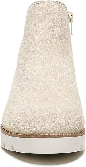 Vionic Women’s Brionie Chelsea Pull-Up Short Ankle Boot – Semolina Beige Suede Slip-On Orthotic Boot with Arch Support