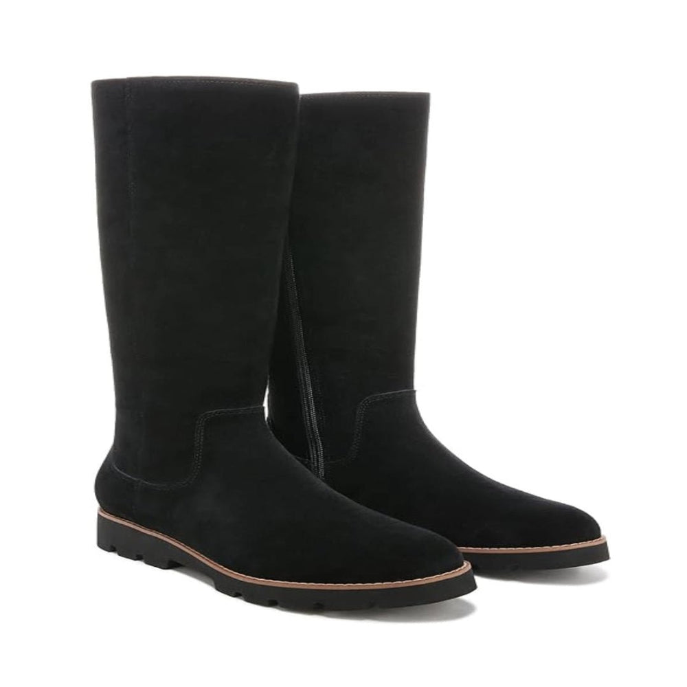 Vionic Women's Gwen Tall Black Suede Waterproof Boots – Orthotic Support, Winter Fashion
