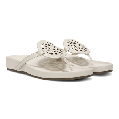 Vionic Women’s Solari Cream Leather Sandals – Arch Support, Adjustable Strap, Orthotic Slide for All-Day Comfort