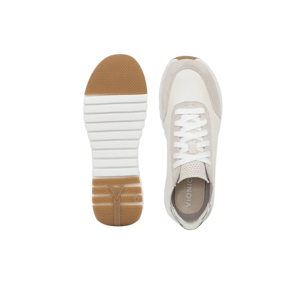 Vionic Women's Uptown Leather Sneaker - Ivory/Silver