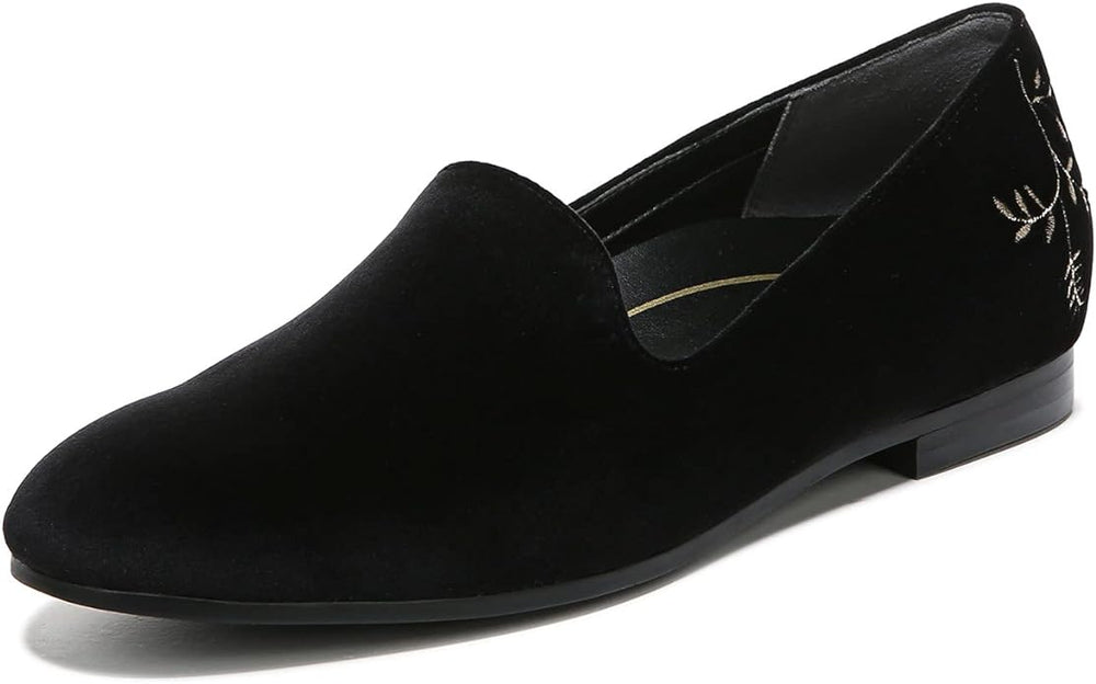 Vionic Women’s Willa Black Velvet Slip-On Flats – Orthotic Support, Casual Comfort Shoes for Work or Weekend