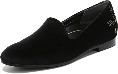 Vionic Women’s Willa Black Velvet Slip-On Flats – Orthotic Support, Casual Comfort Shoes for Work or Weekend
