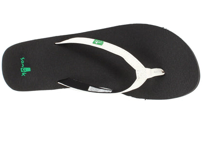 Sanuk Yoga Joy Women's Size Black/White Sandals Flip Flops SWS10275WHT