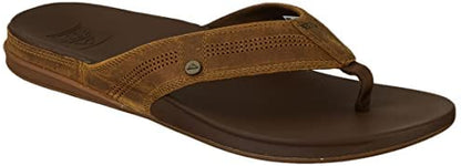 REEF Cushion Lux Men's Flip Flop – Ultra Soft Cushion Footbed, Premium Full Grain Leather Strap, Toffee RF0A3YMNTFF