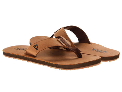 Reef Men's Leather Smoothy Bronze Brown Sandals Flip Flops