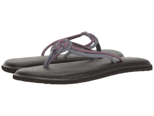 Sanuk Yoga Knotty Women's Size Grey/Pink Sandals Flip Flops 1016036LGWB