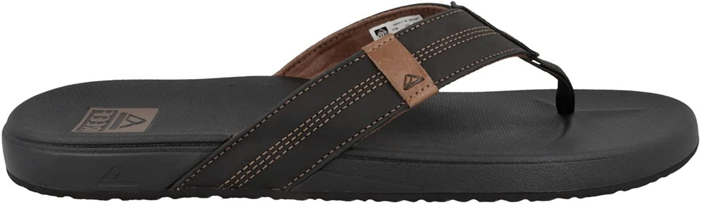 Reef Cushion Phantom LE Leather Men's Flip Flop Coffee/ Black - CI5746