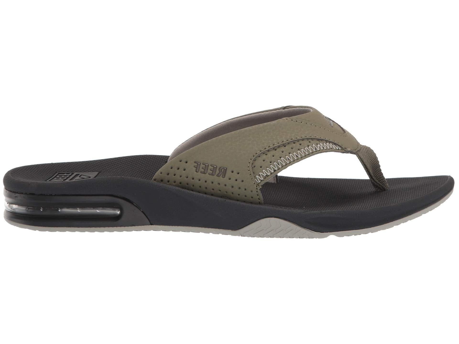 Reef Men's Fanning Bottle Opener Black, Brown, Gray Olive Navy Sandal - Comfy Shoes