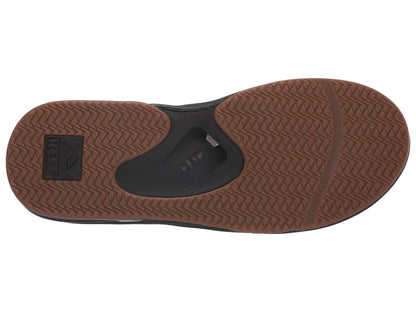 Reef Leather Fanning Black / Bronze Brown Navy Bottler Opener Men's Sandal