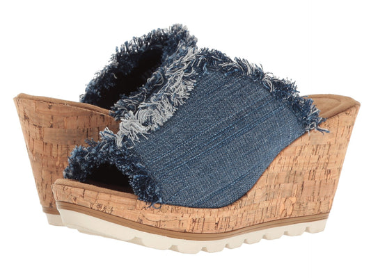 MinneTonka York Blue Denim Jeans 73301 High Heel Women's Sandal