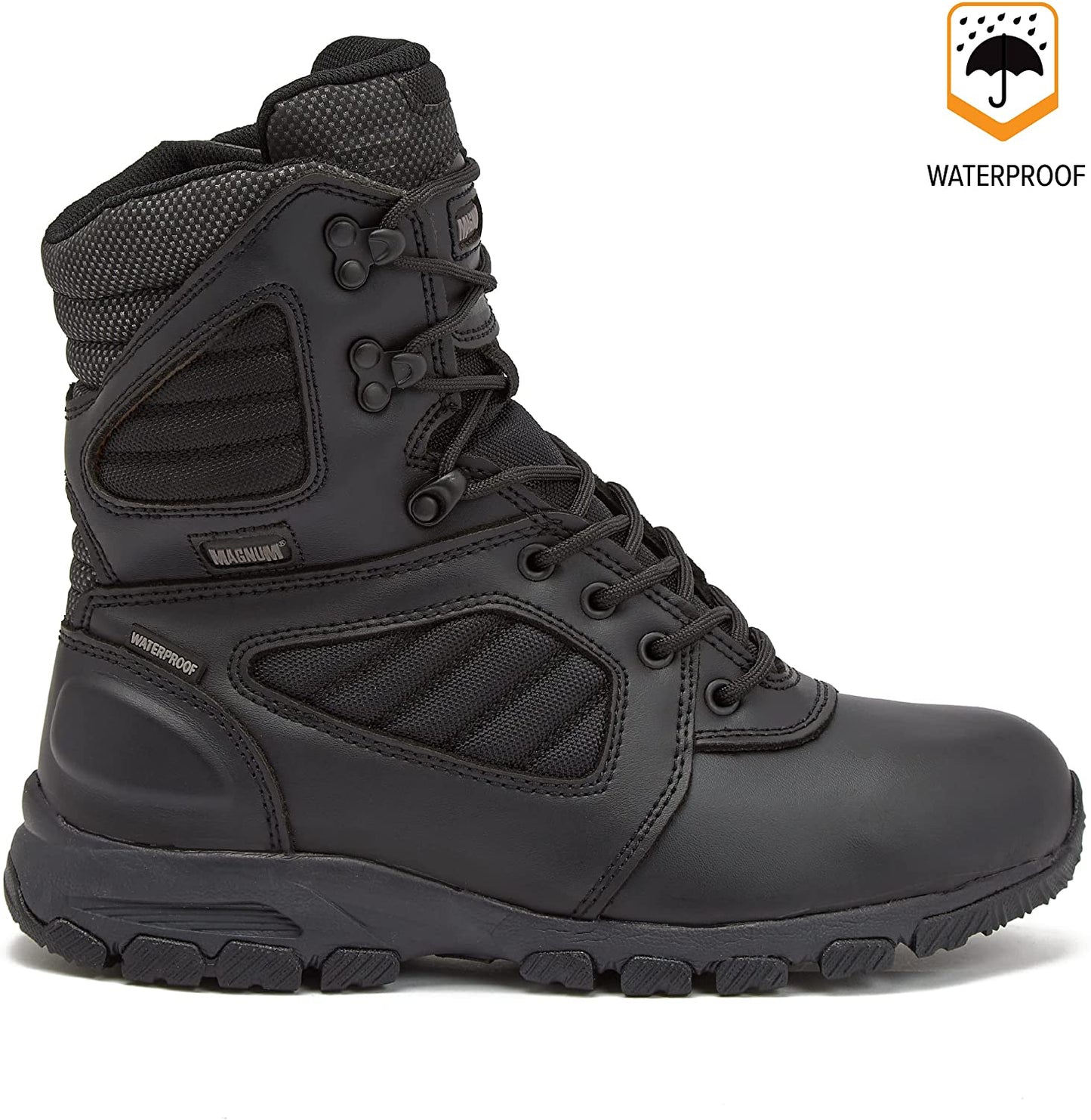 MAGNUM Men's 8.0 Waterproof Tactical Boots, Leather Side Zip Military Combat Desert