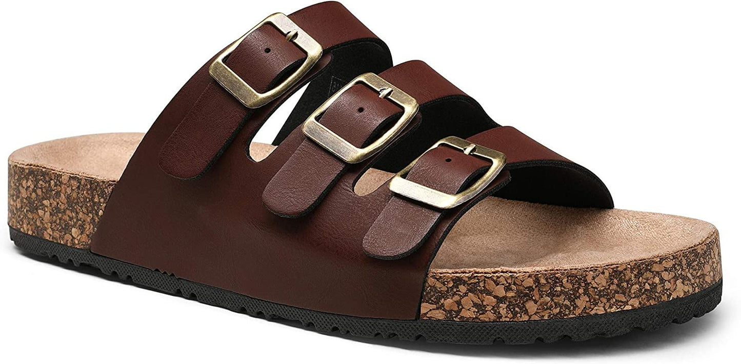 Jeossy Women's 15 Two Buckle Slides Sandals Adjustable Cork Footbed Outdoor Shoes