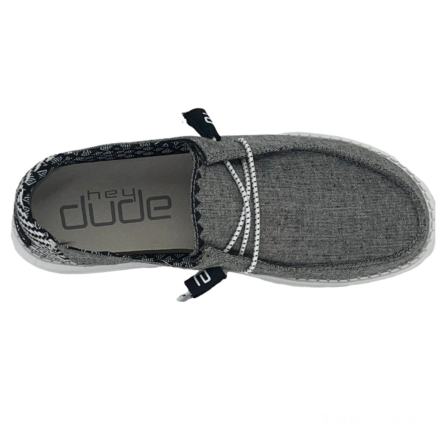 Hey Dude Women's Wendy Sox, Boho, Chambray Grey / Black / Blue Slip-on Shoes