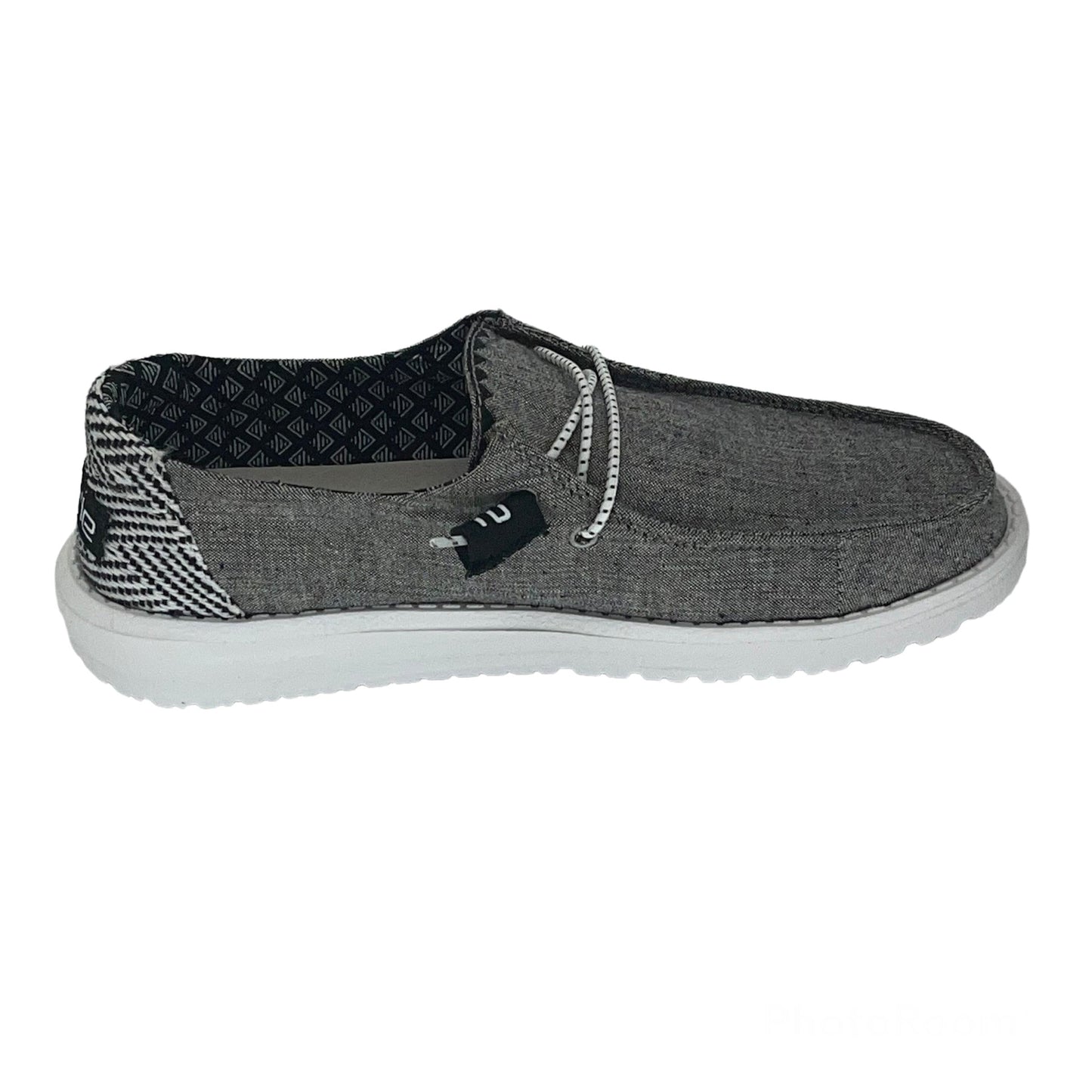 Hey Dude Women's Wendy Sox, Boho, Chambray Grey / Black / Blue Slip-on Shoes