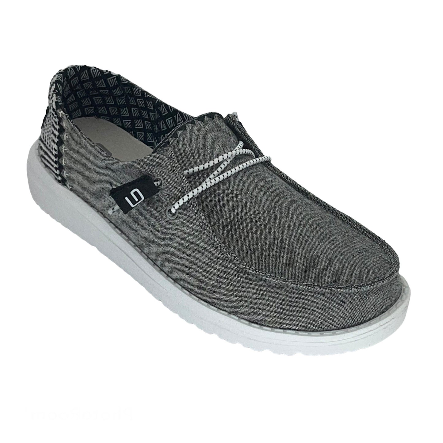 Hey Dude Women's Wendy Sox, Boho, Chambray Grey / Black / Blue Slip-on Shoes