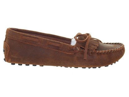 Minnetonka Kilty Driver Brown Ruff 593 Women's Shoes