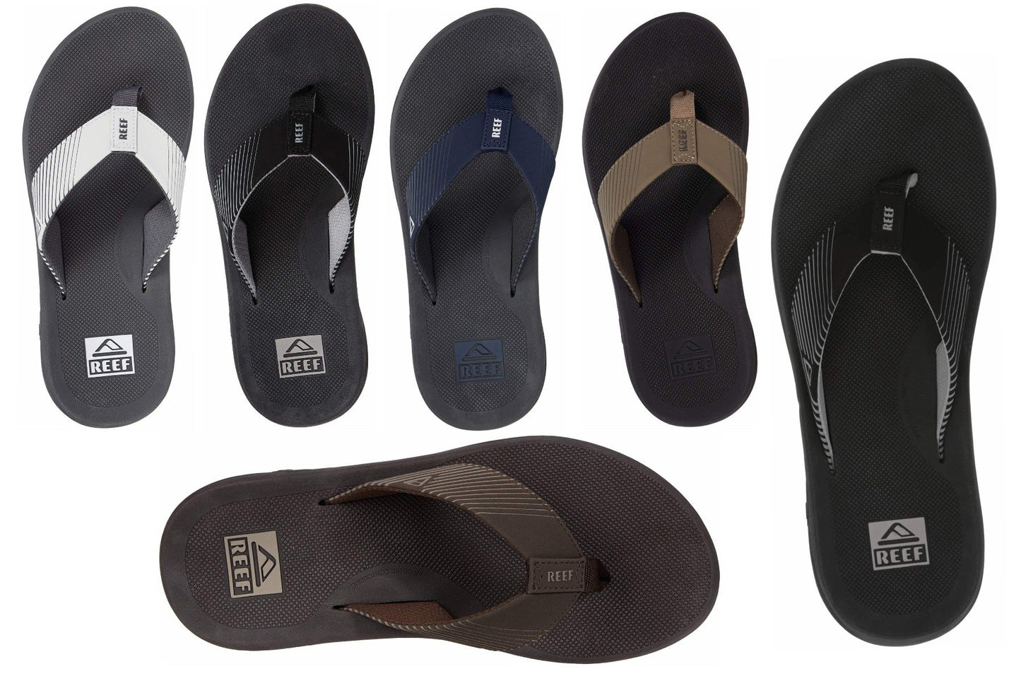 Reef Phantom II Men's Flip Flop Black, Brown, White 7 8 9 10 11 12 13 14