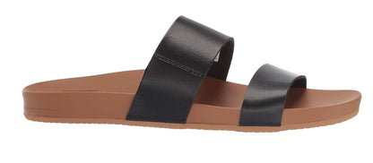 Reef Women's Cushion Vista Black - Natural Slide Sandal ( Vegan)