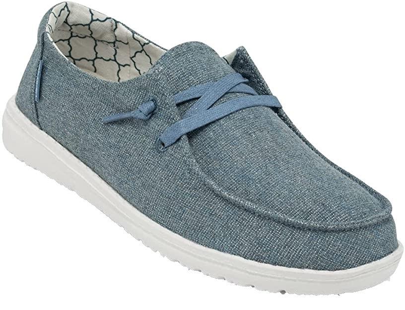 Hey Dude Women's Wendy Sox, Boho, Chambray Grey / Black / Blue Slip-on Shoes