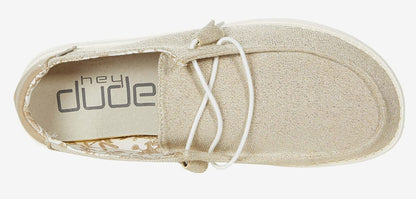 Hey Dude Women's Wendy Sox, Boho, Chambray Grey / Black / Blue Slip-on Shoes
