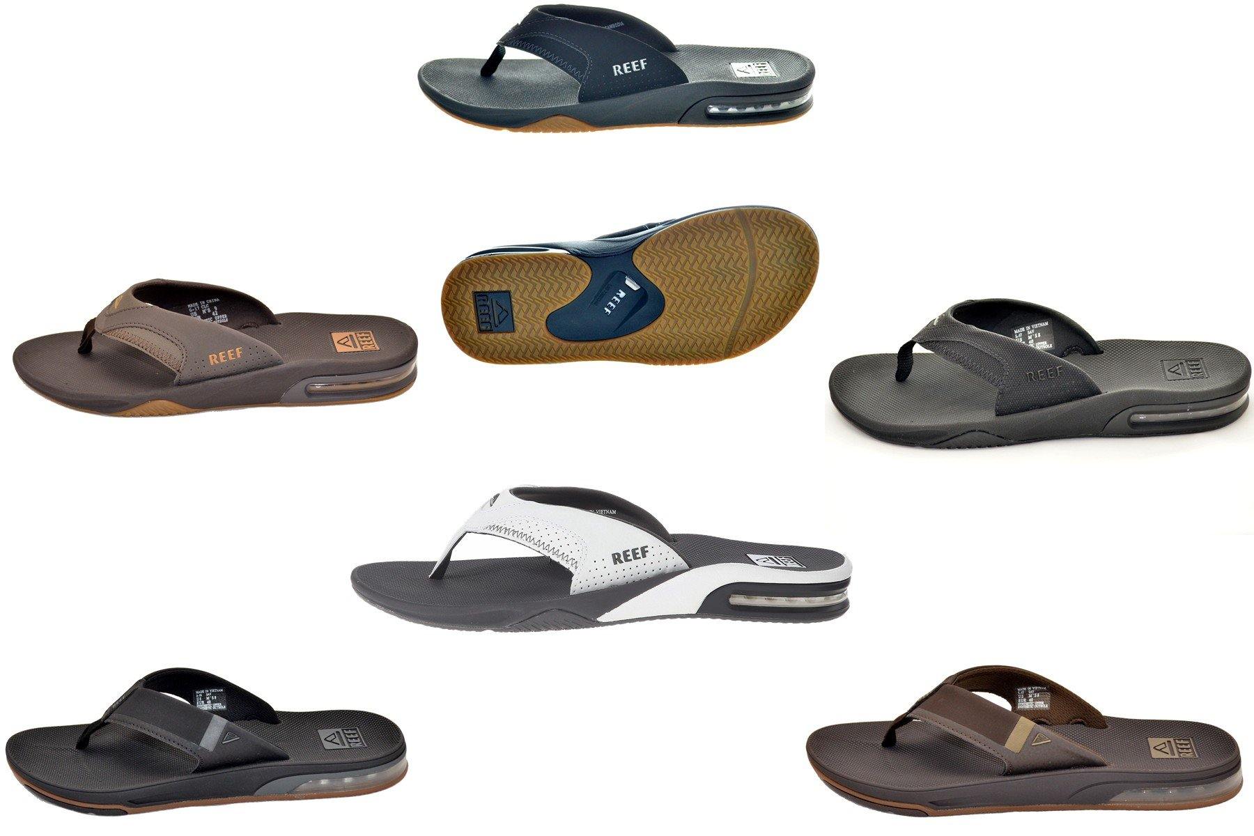 Reef Men's Fanning Bottle Opener Black, Brown, Gray Olive Navy Sandal - Comfy Shoes