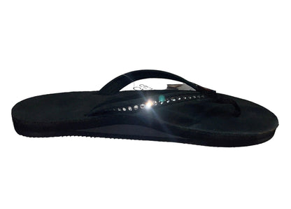 Rainbow Sandals 401ALTSN Women's Black Crystal Sandals Flip Flops